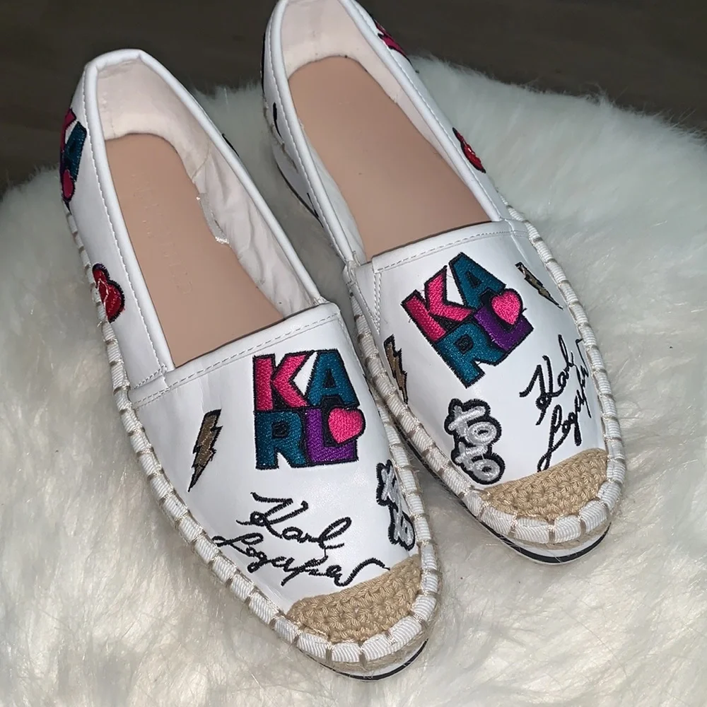 NWT KARL LAGERFELD EMBROIDERED SLIP ON SHOES HAND CRAFTED SIZE 5.5 - Picture 7 of 16